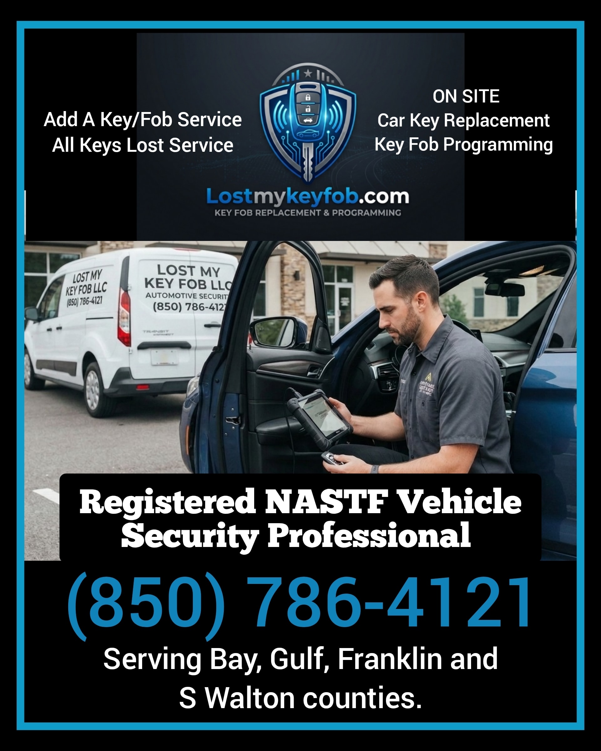 Technician programming a replacement key fob